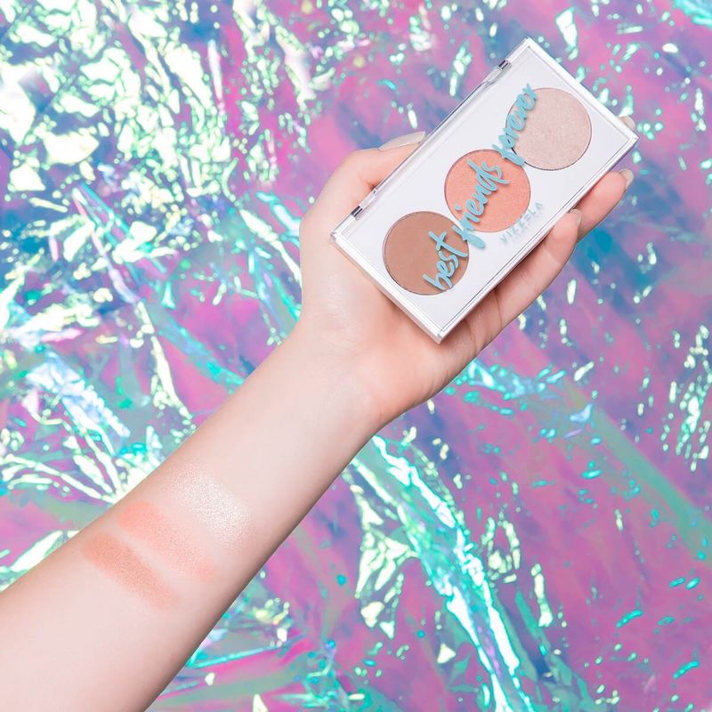 paleta vizzela bff contorno, blush e iluminador cor 01