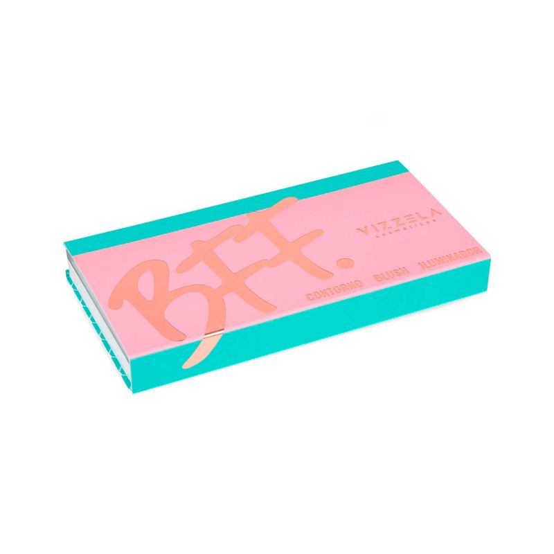 paleta vizzela bff contorno, blush e iluminador cor 01