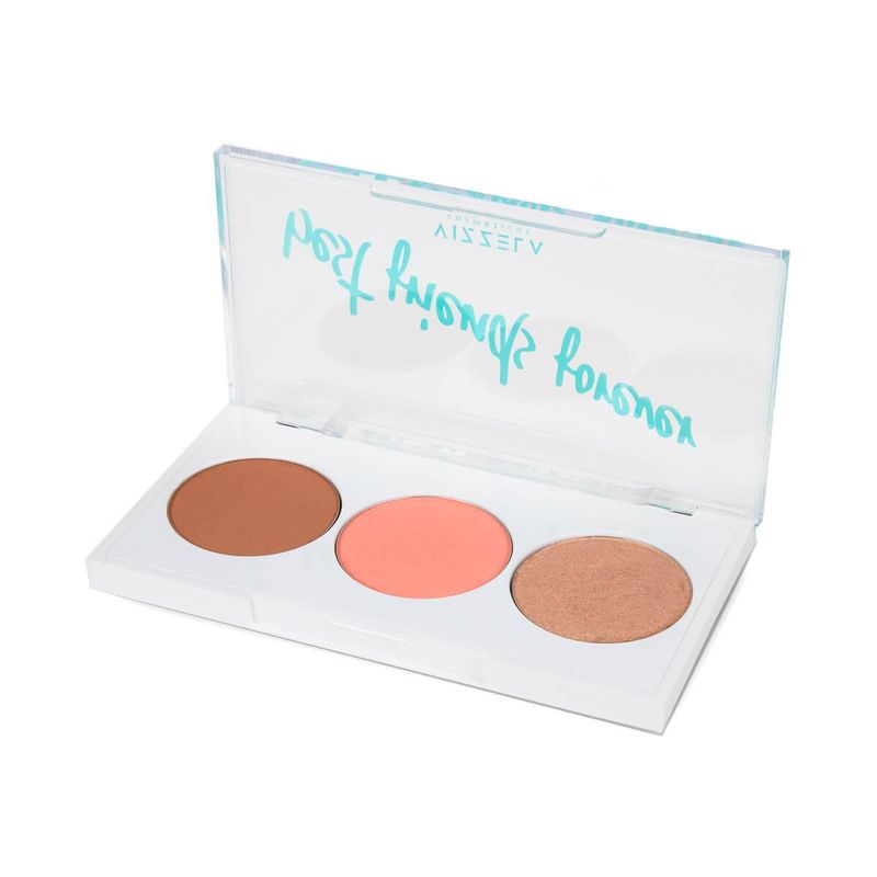 paleta vizzela bff contorno, blush e iluminador cor 03