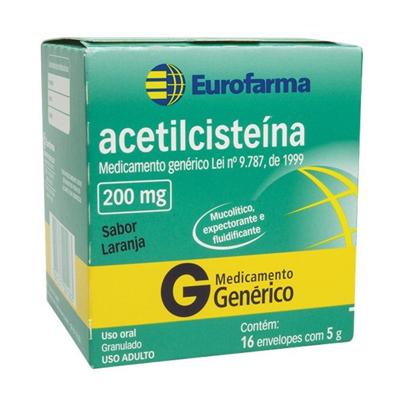 acetilcisteina 200mg granulado 16 envelopes