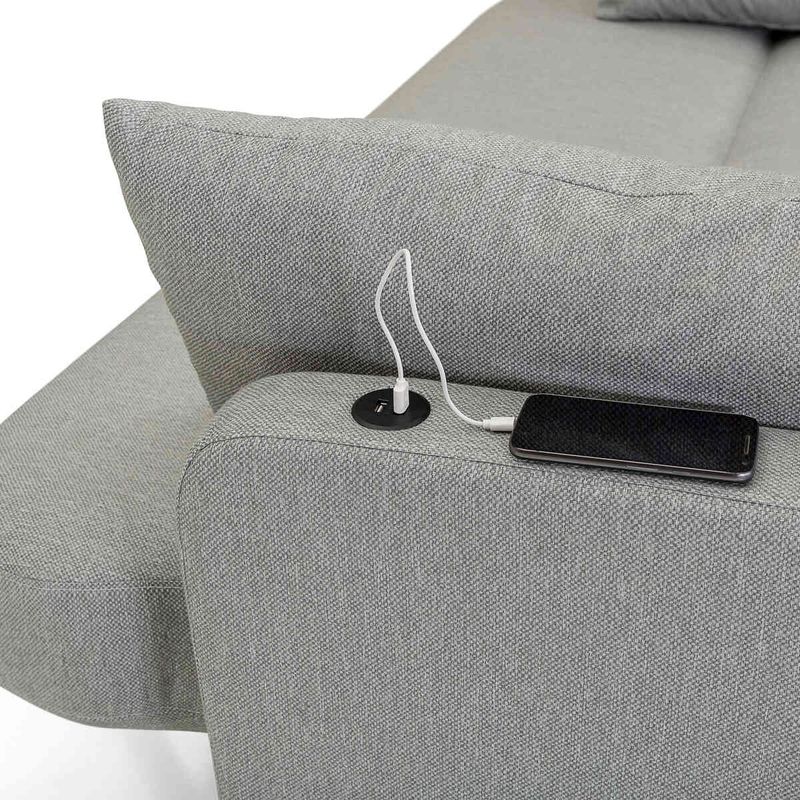 sofá-cama herval com usb cinza - mh-1605