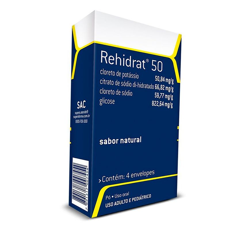 rehidrat 50 4 envelopes pó para suspensão oral sabor natural