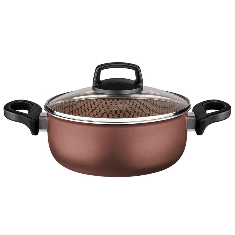 caçarola mta flora 3,3l alumínio antiaderente chocolate - 8707