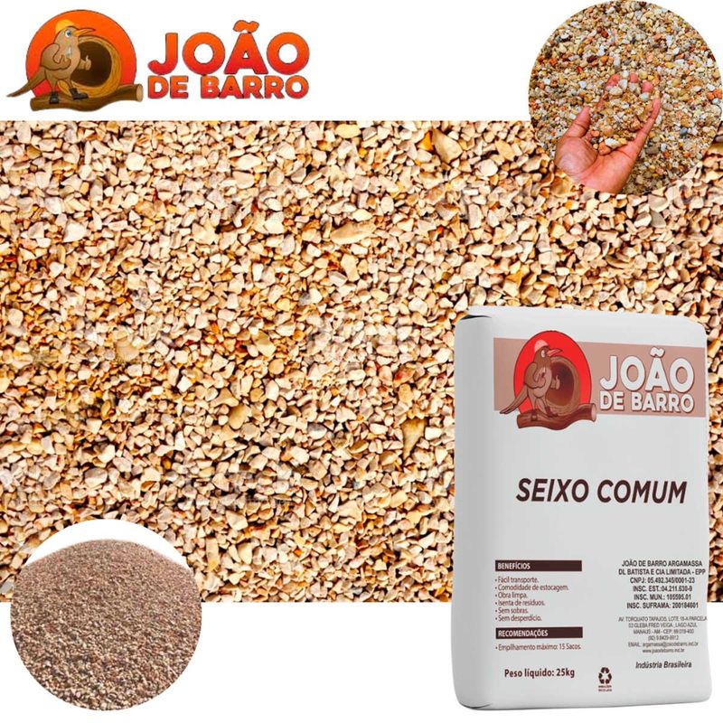 seixo ensacado embalagem 25kg plástica joão de barro (mp)