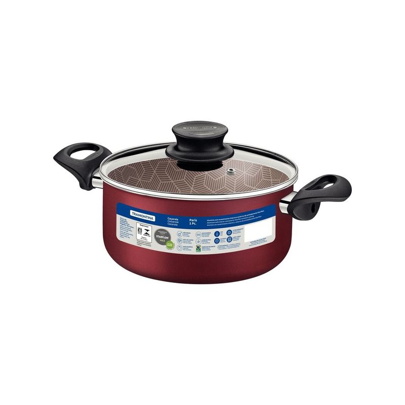 caçarola tramontina paris antiaderente 18cm 2,1l vermelho - 28524718