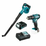 combo makita parafusadeira + furadeira + soprador de ar a bateria 12v 1.5ah kit hp333 + ub101 (mp)