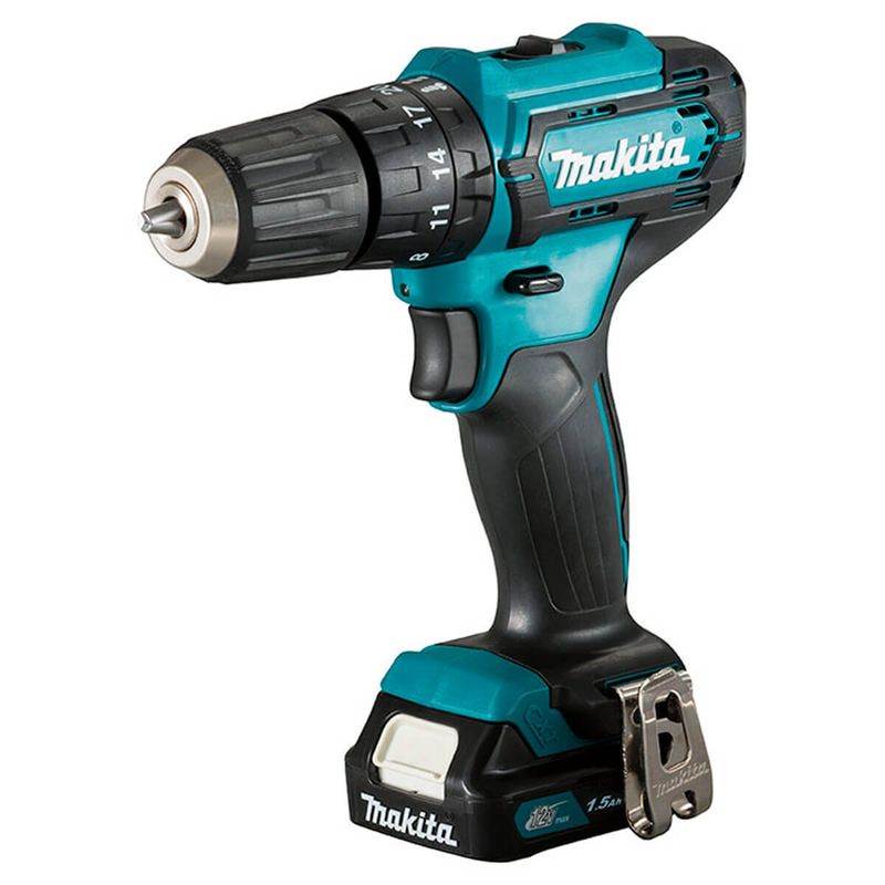 combo makita parafusadeira + furadeira + soprador de ar a bateria 12v 1.5ah kit hp333 + ub101 (mp)