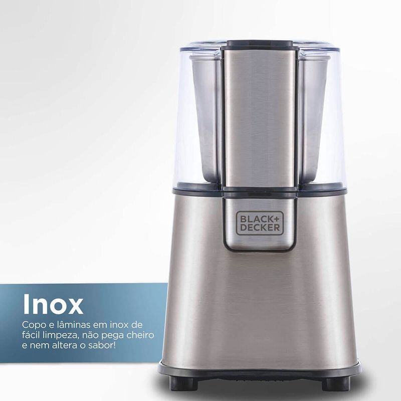 moedor black+decker elétrico de café e grãos gourmand gris cinza - mg200-br