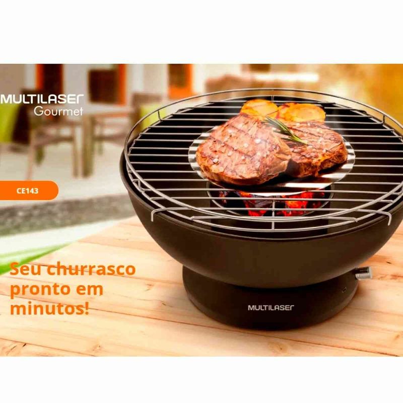 churrasqueira multilaser portátil smokeless a carvão preto - ce143