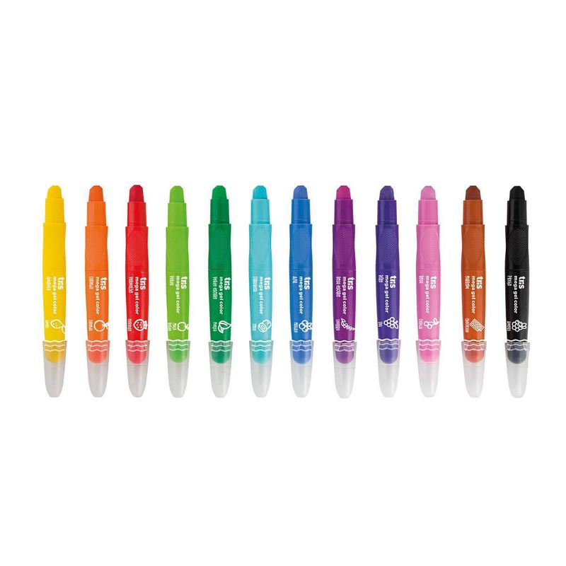 giz retrátil tris mega gel color 12 cores - 686936