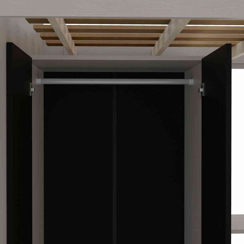 cama multifuncional politorno konza com roupeiro e mesa gamer cinza e preto