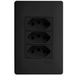 tomada de embutir fame habitat tripla 2p+t 250v 20a 4060 preta (mp)