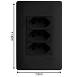 tomada de embutir fame habitat tripla 2p+t 250v 20a 4060 preta (mp)