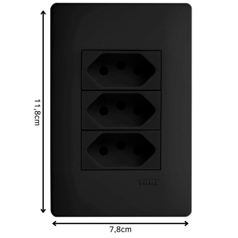 tomada de embutir fame habitat tripla 2p+t 250v 20a 4060 preta (mp)