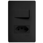 conjunto tomada + interruptor de embutir fame habitat simples 250v 20a 4063 preta (mp)