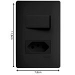 conjunto tomada + interruptor de embutir fame habitat simples 250v 20a 4063 preta (mp)