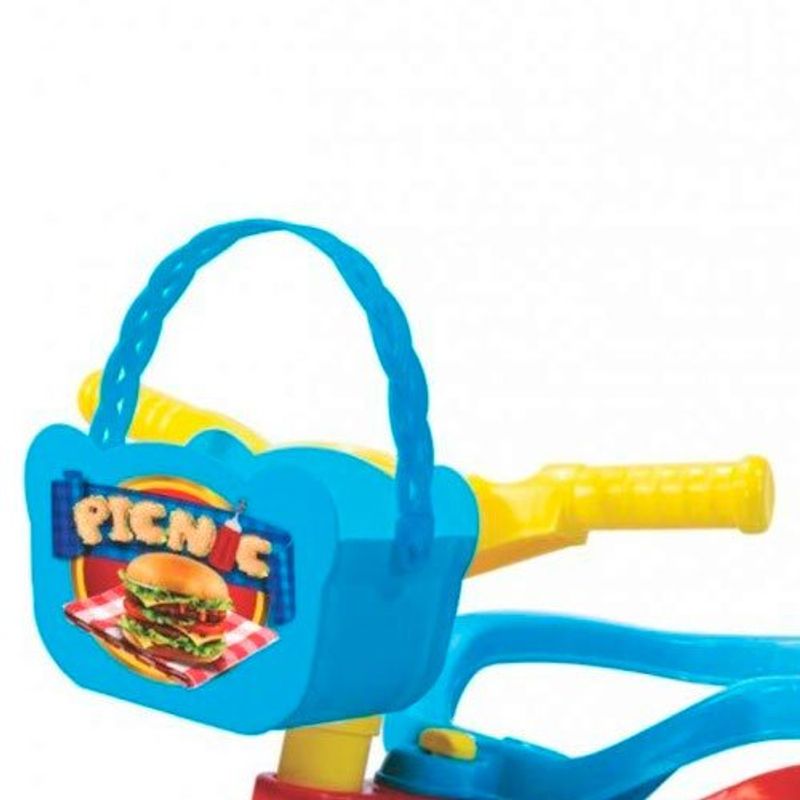 triciclo magic toys tico-tico pic-nic com alça e aro azul - 2565