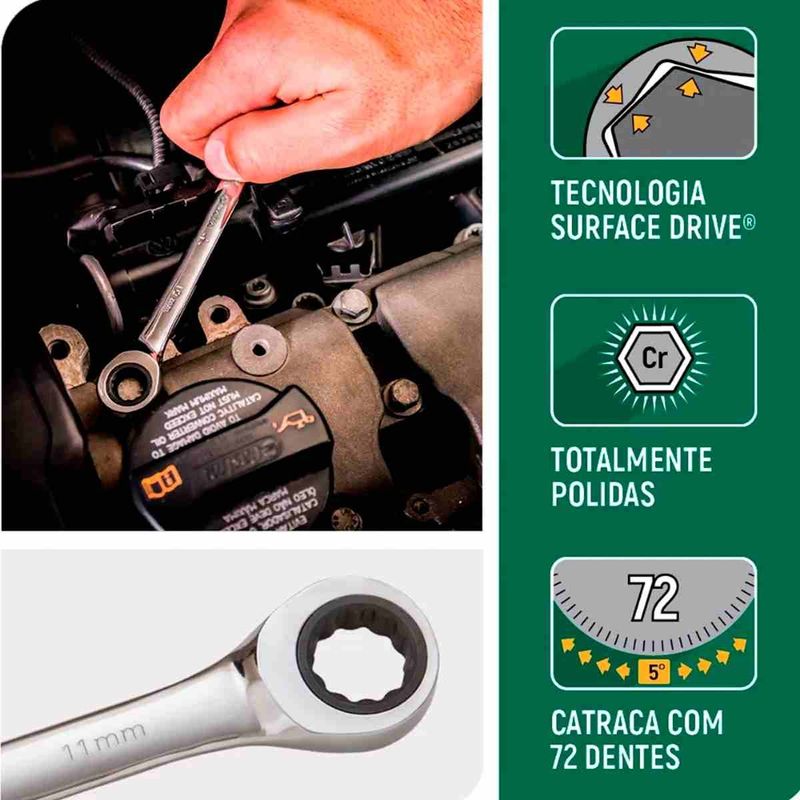 chave combinada com catraca sata 11mm st43204st (mp)