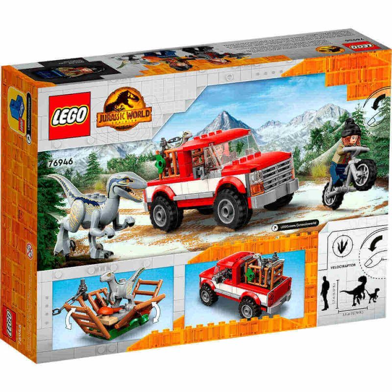 bloco lego jurassic world 181 peças captura dos velociraptores blue e beta - 76946