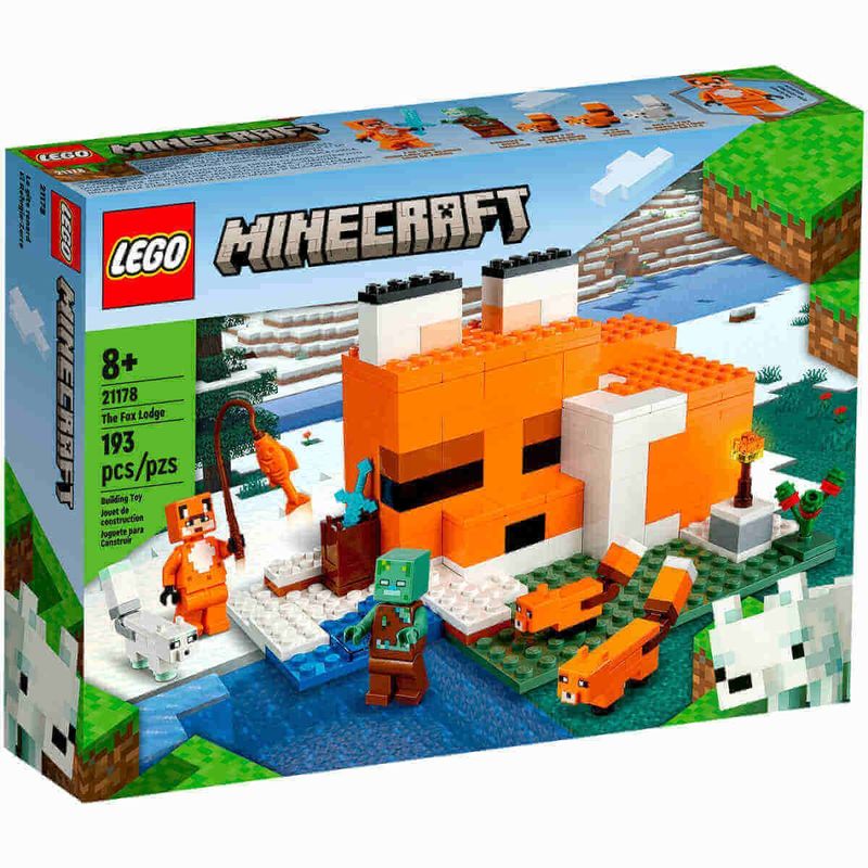 bloco lego minecraft 193 peças pousada da raposa - 21178
