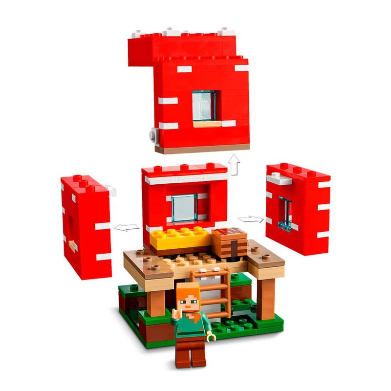 bloco lego minecraft 272 peças a casa cogumelo - 21179