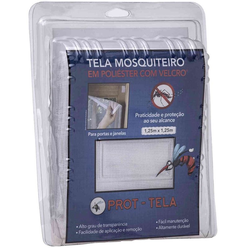 tela mosquiteiro branyl 125x125cm com velcro branco pt1251250001