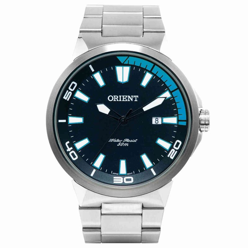 relógio analógico orient masculino prata mbss1196apasx