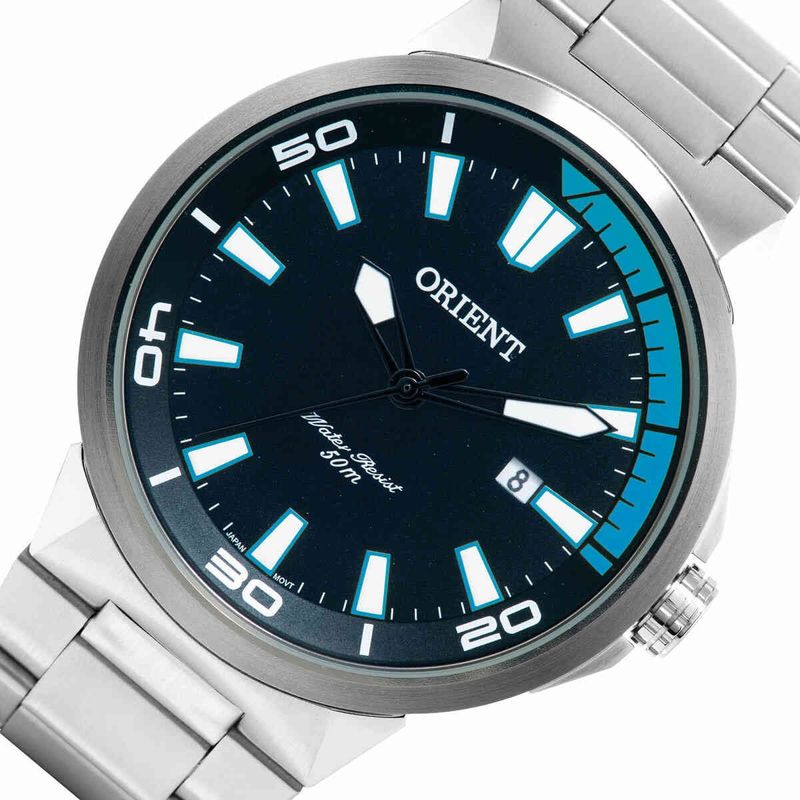 relógio analógico orient masculino prata mbss1196apasx