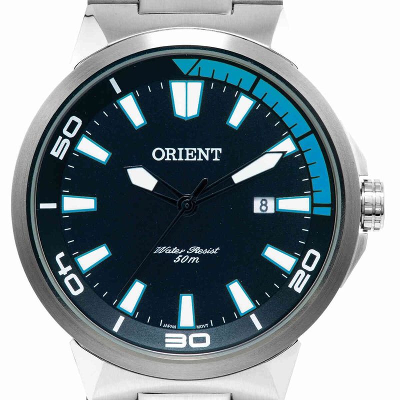 relógio analógico orient masculino prata mbss1196apasx