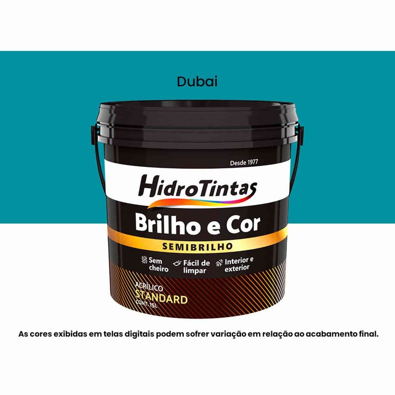 tinta acrílica hidrotintas standard semibrilho 15l brilho e cor dubai (mp)