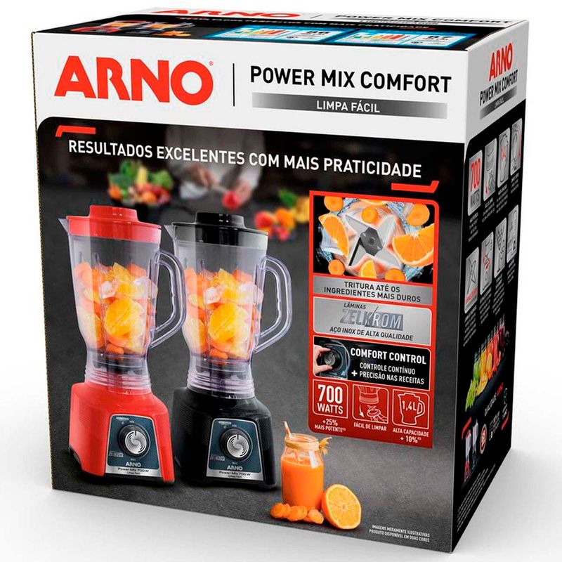 liquidificador arno power mix limpa fácil 700w 1,4l preto lq35