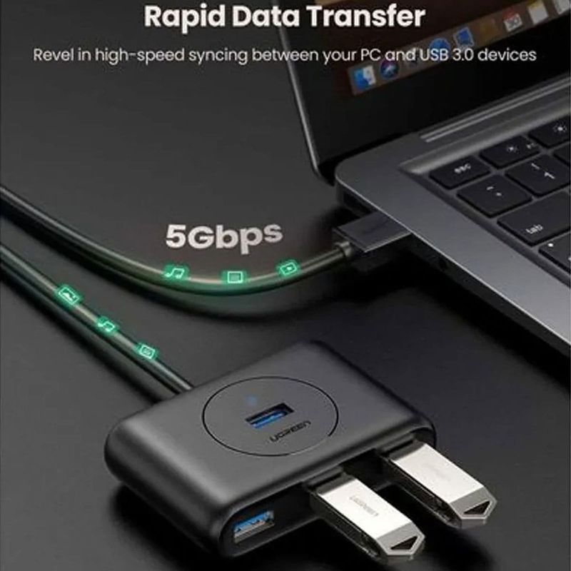 hub ugreen usb 3.0 4 portas cr113 preto (mp)