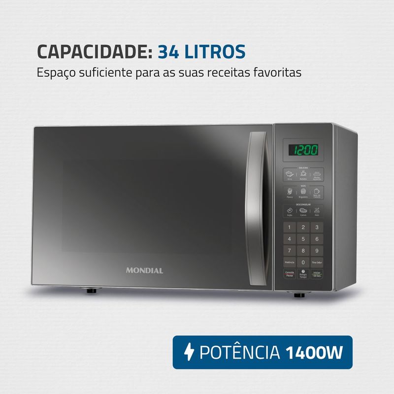 micro-ondas mondial 34 litros mo-02-34-e inox