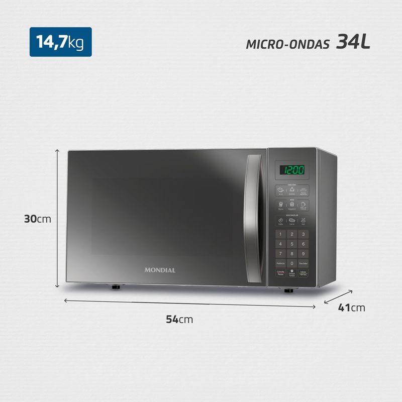 micro-ondas mondial 34 litros mo-02-34-e inox