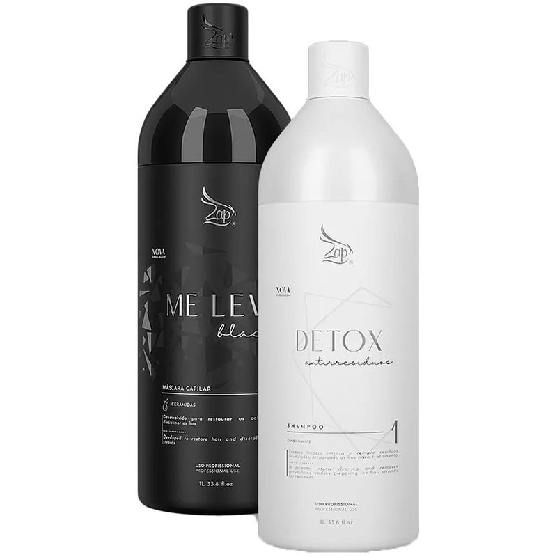 kit progressiva shampoo e condicionador zap me leva black 1l (mp)