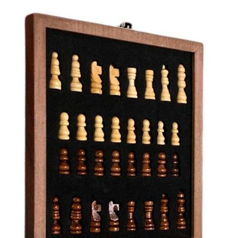 jogo 24 peças xadrez noritex e peças para vinho marrom 567-41857