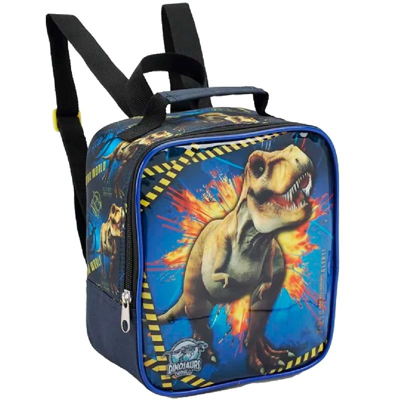 lancheira térmica infantil seanite dinosaurs t-rex azul (mp)