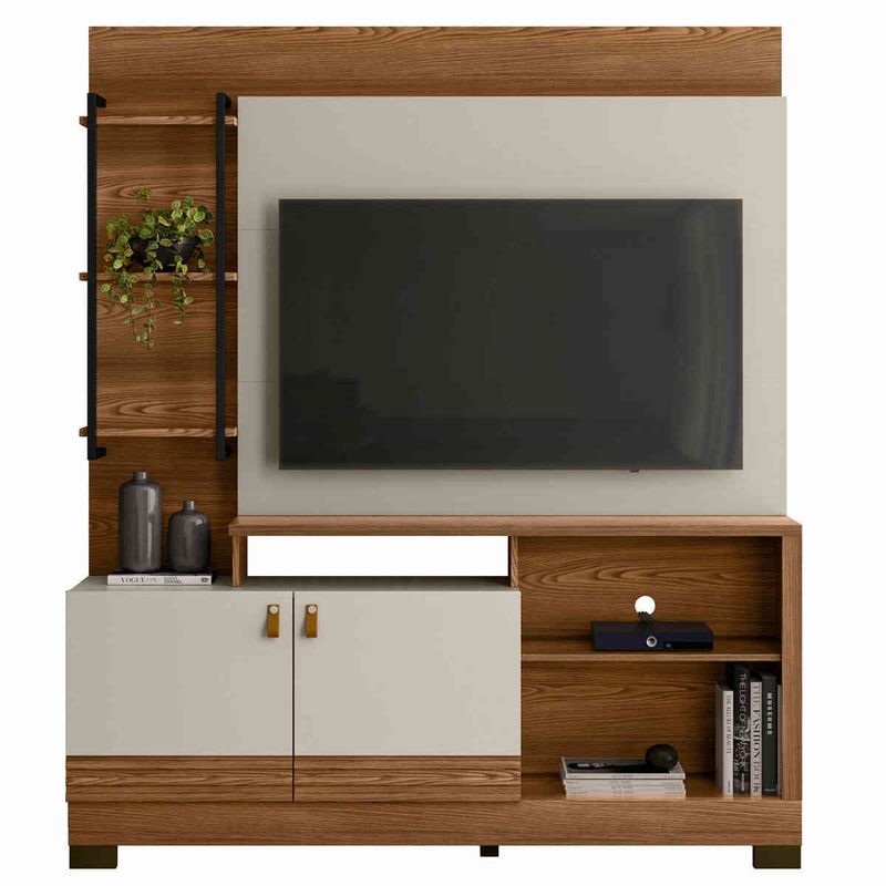 estante home para tv até 50" linea alagoas freijó e off white