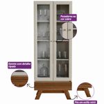 cristaleira retro linea marsala 2 portas e 1 gaveta freijó e off white