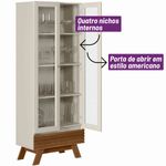 cristaleira retro linea marsala 2 portas e 1 gaveta freijó e off white