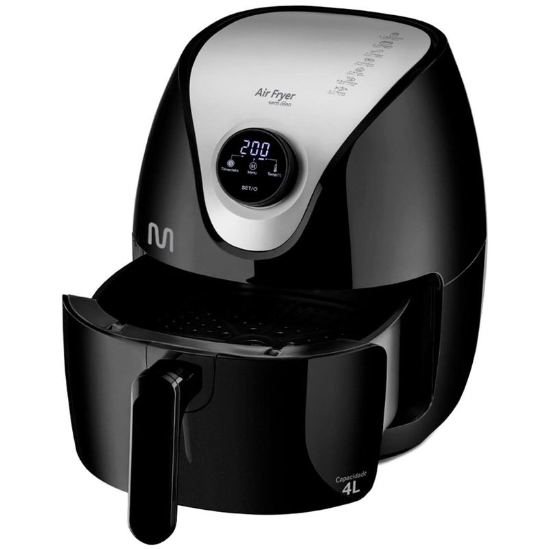 fritadeira multilaser air fryer 4 litros preto go205