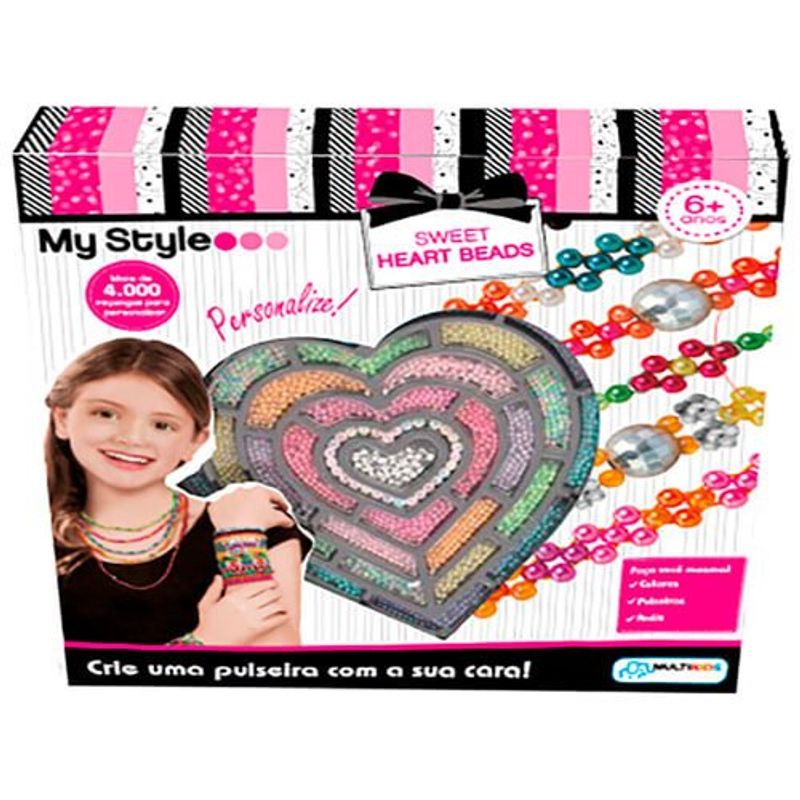 kit pulseiras multikids my style sweet heart beads - br1275