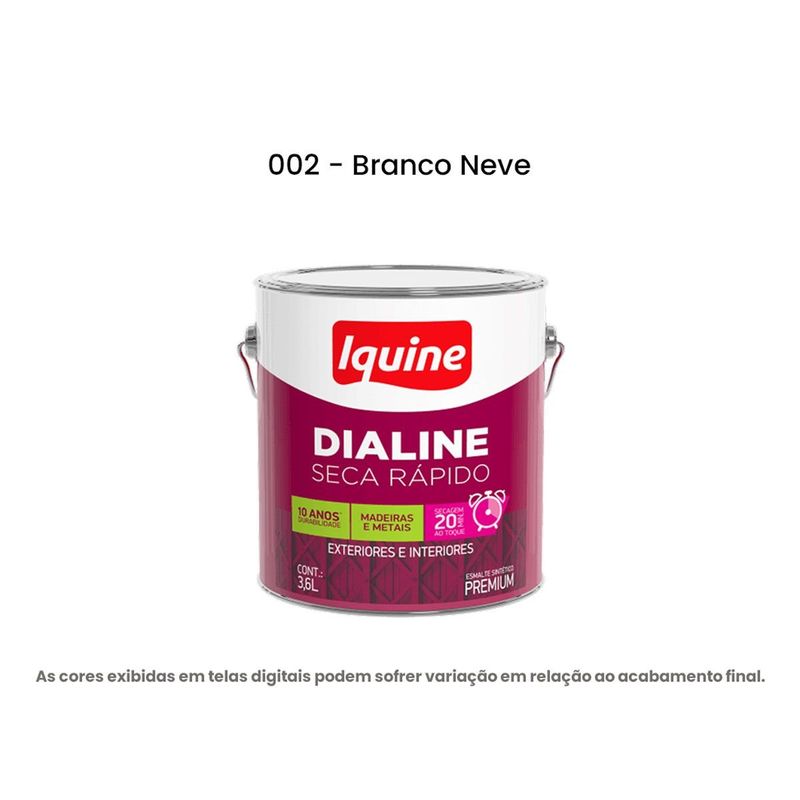 tinta esmalte sintético iquine premium alto brilho 3,6l dialine seca rápido branco neve (mp)