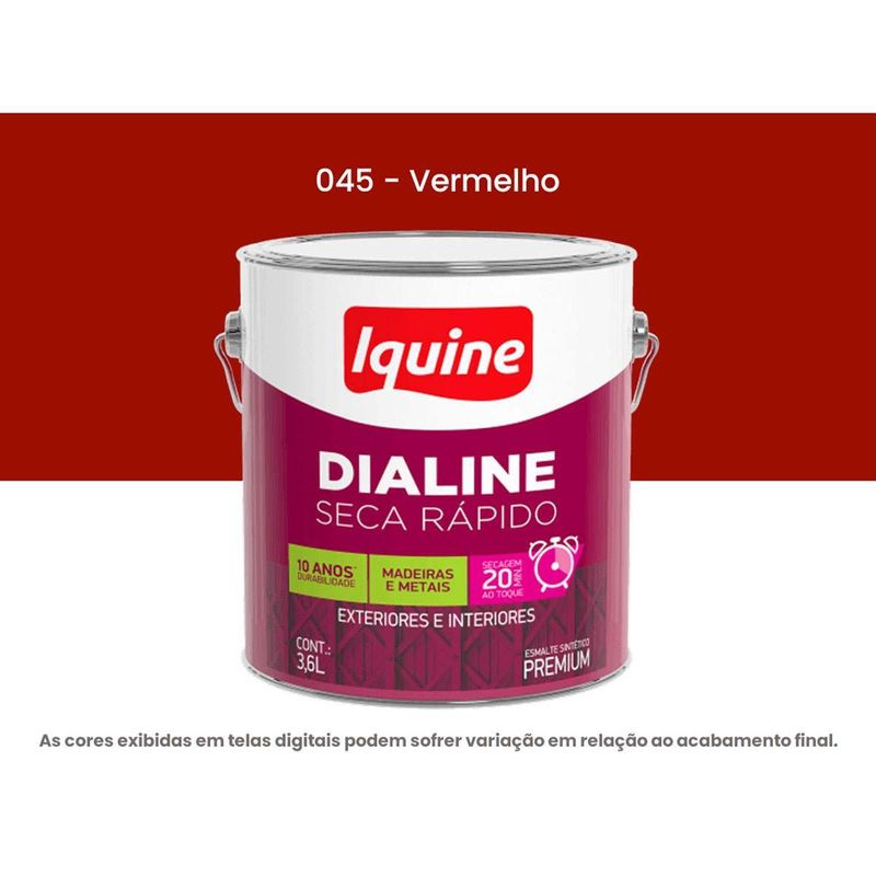 tinta esmalte sintético iquine premium alto brilho 3,6l dialine seca rápido vermelho (mp)