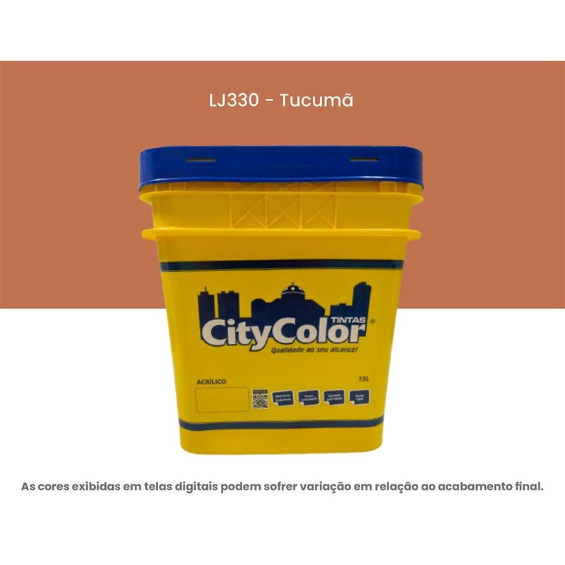 tinta acrílica citycolor econômica fosca 15l tucumã (mp)