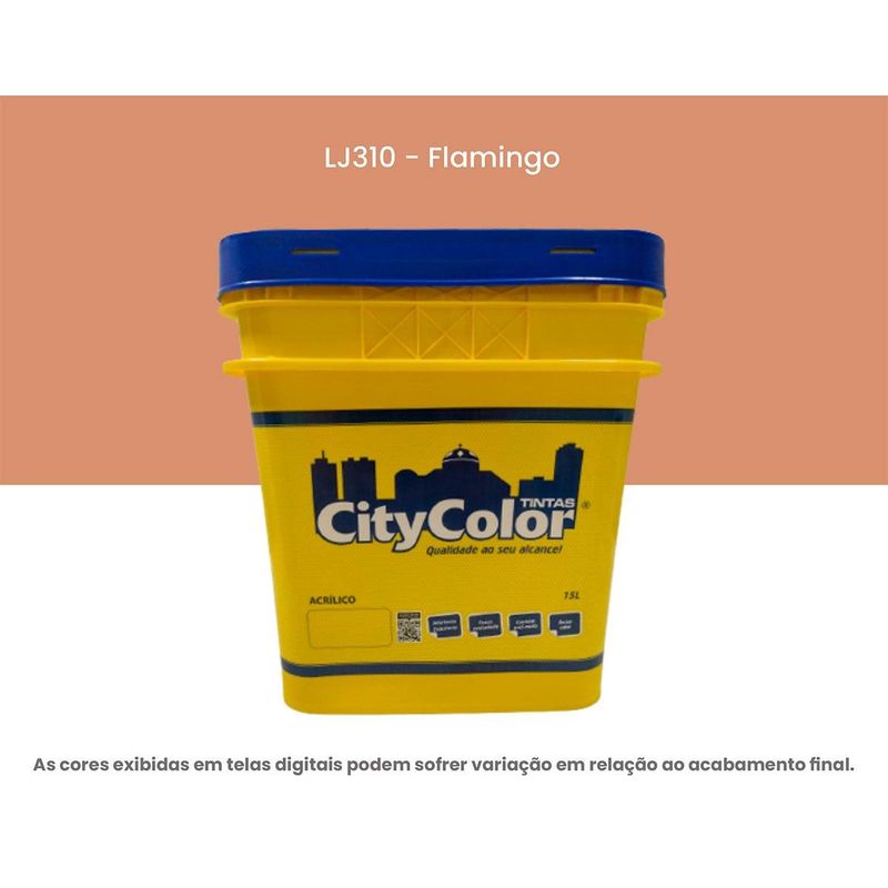 tinta acrílica citycolor econômica fosca 15l flamingo (mp)