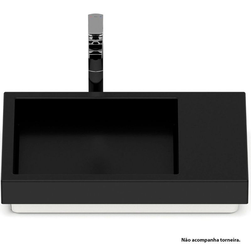 cuba de sobrepor roca skyline horizon quadrada com tampo 60x38cm - mate black (mp)