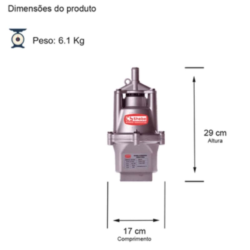 bomba submersa vibratoria thebe sapo monofásica 1/2cv 127v tsv-800 inox (mp)