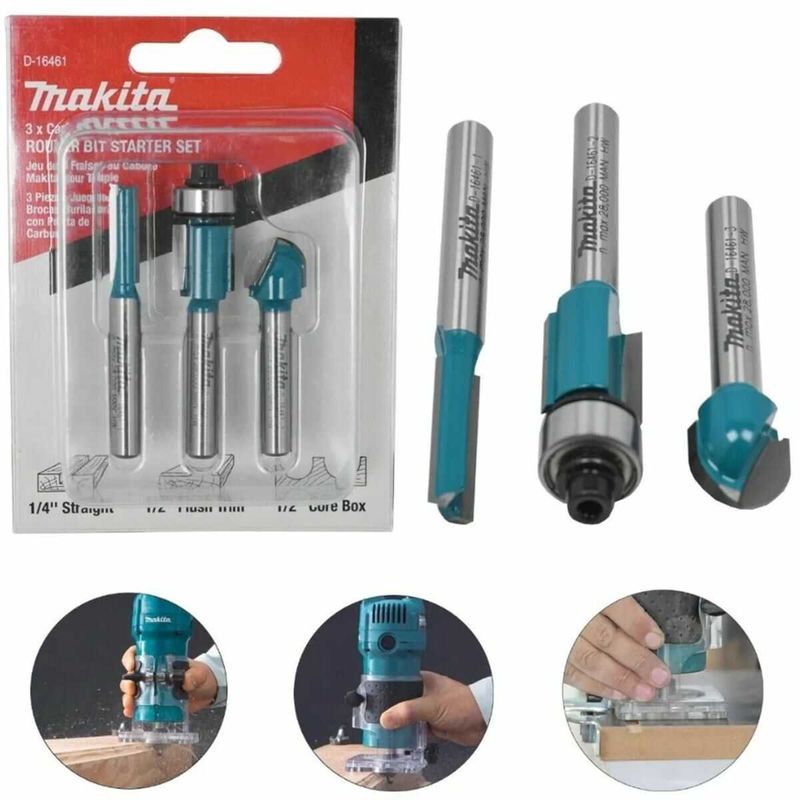 conjunto de fresas makita para madeira 3 peças d-16461 (mp)