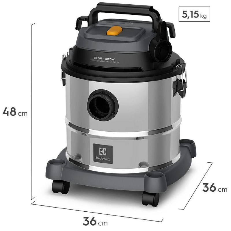 aspirador de pó e água electrolux 20 litros inox gt20i